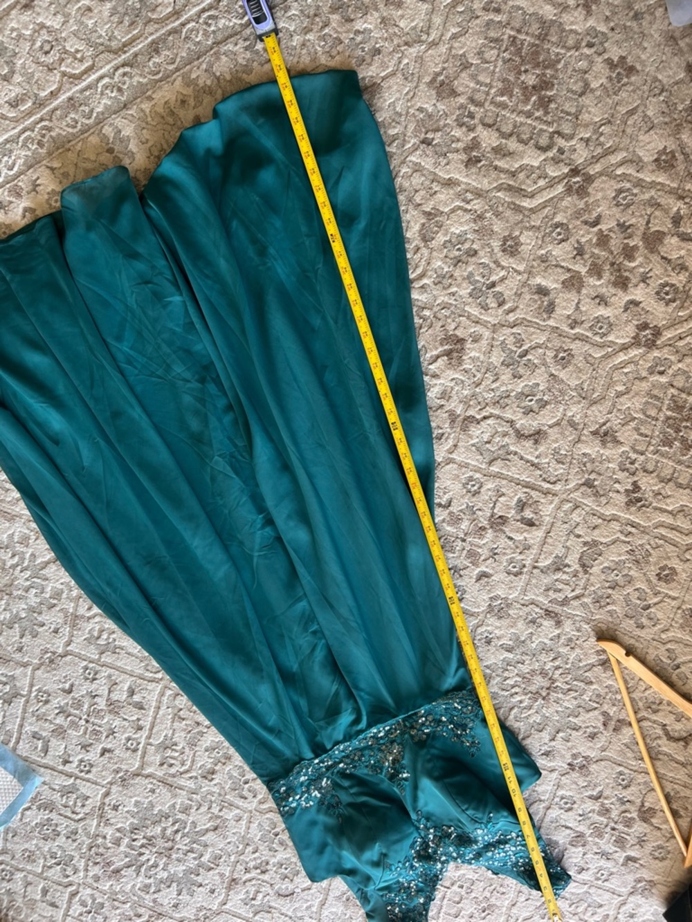 Teal V-Neck sequined dress Evening bridesmaid party gala formal occasion prom - Picture 12 of 14